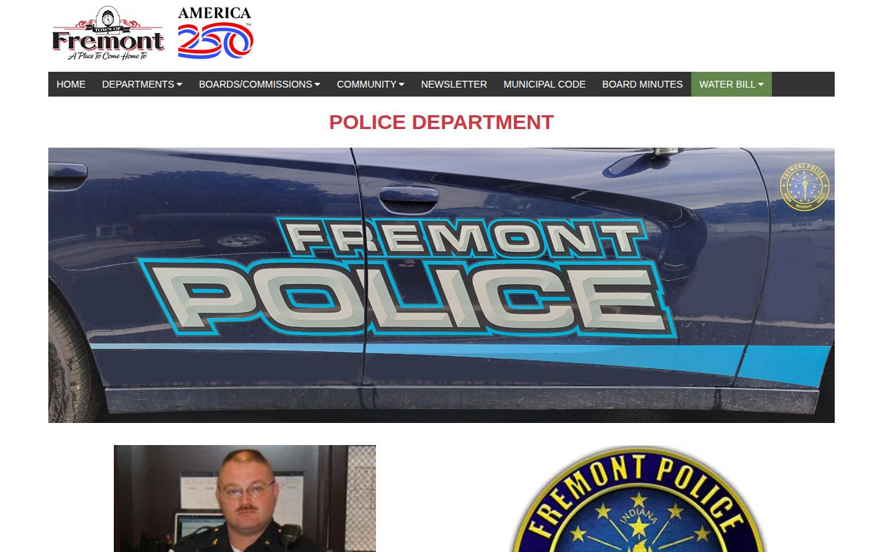 Fremont Police Department official arrest records page in Steuben County
